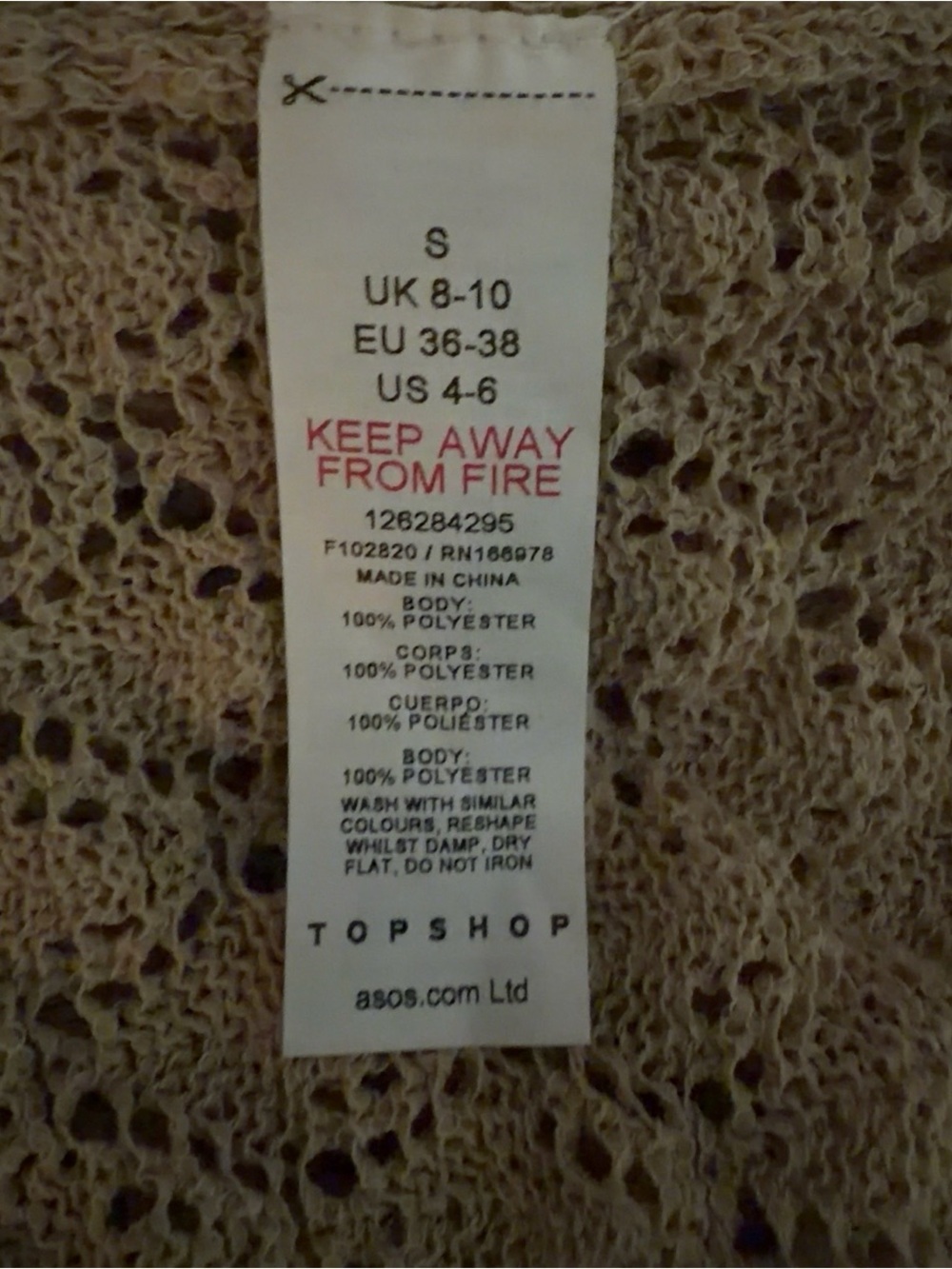Topshop Pointelle Stitch Polo Sweater Dress Beige Beach Cover Up Maxi Size S - Picture 10 of 10
